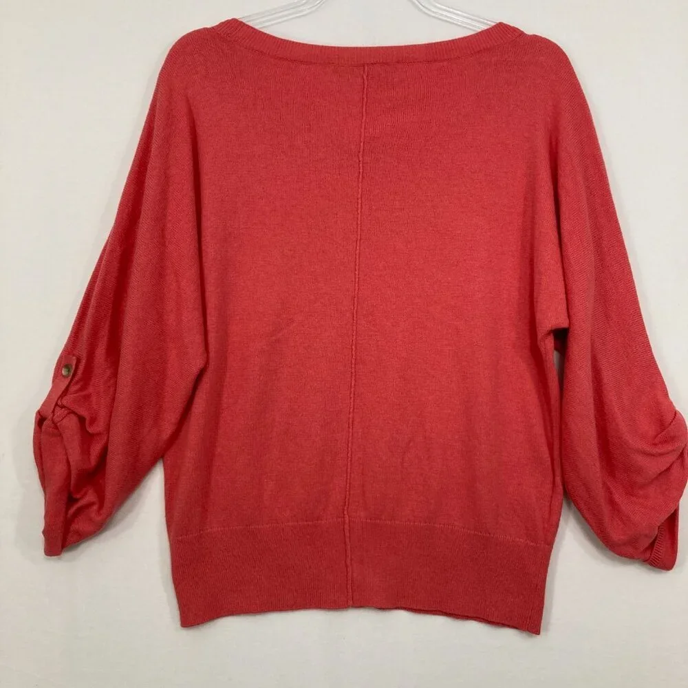New Ann Taylor Loft Medium Orange Cashmere Blend‎ 3/4 Sleeve Light Knit Sweater